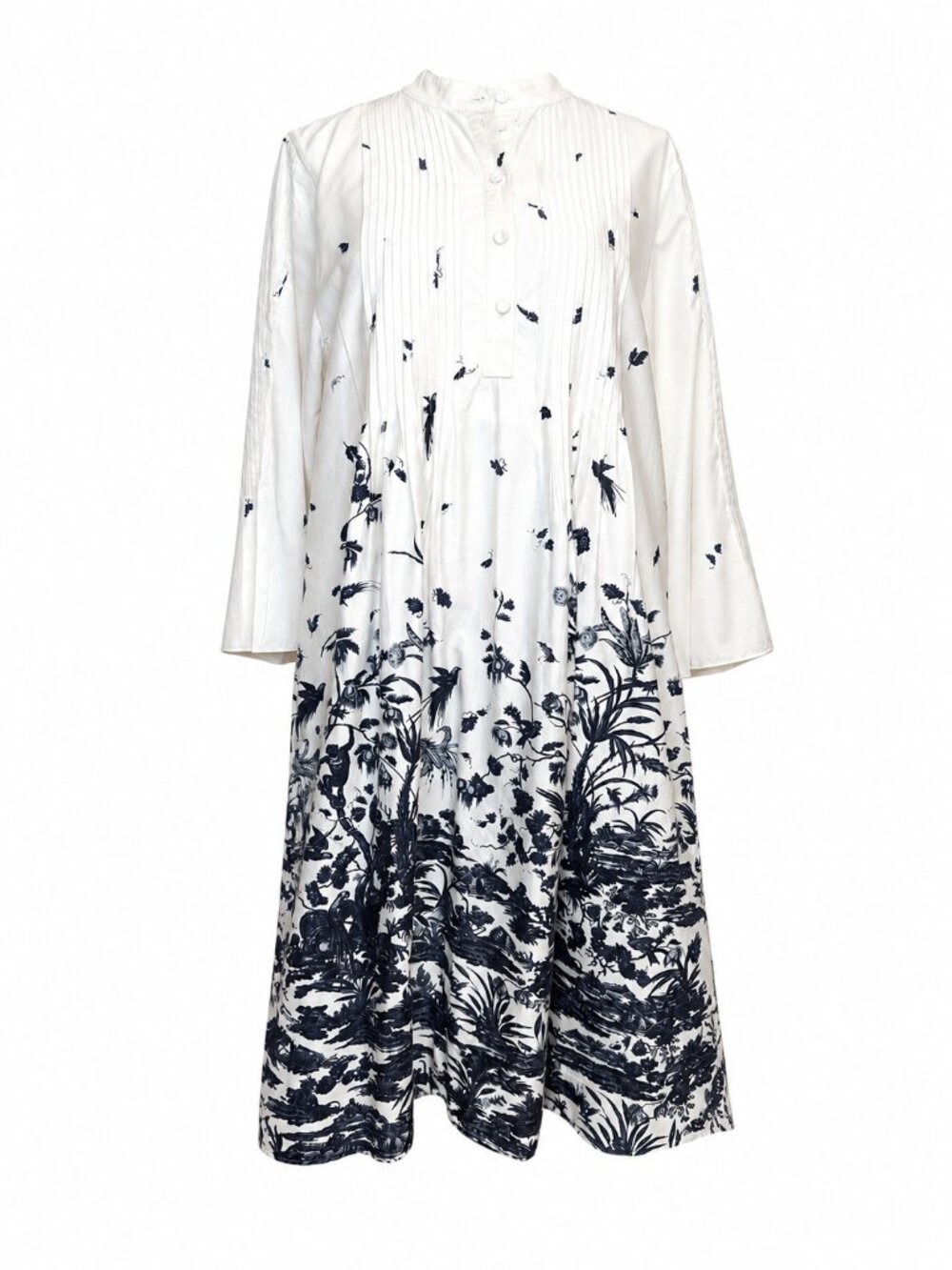 ERDEM Raegan Dress Ivory/Navy Toile Print - Size 6